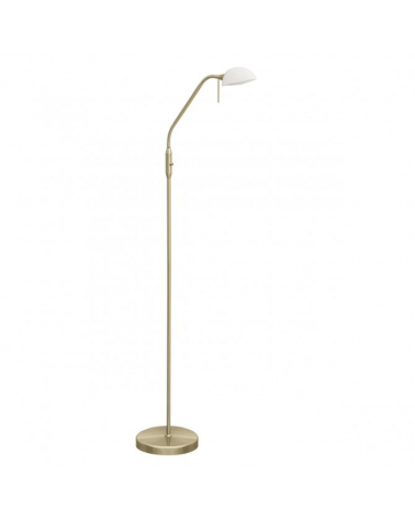 Floor lamp 150cm adjustable white glass lampshade in leather finish 30W E14