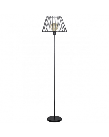 Black Metal Floor lamp with E27 mesh conical lampshade 160cm