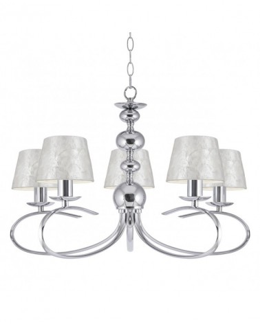 Ceiling lamp with 5 mother-of-pearl lampshades body chrome finish 5xE14 64cm