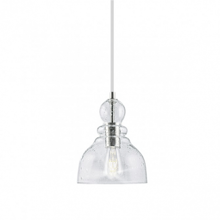 Glass ceiling lamp with satin nickel lampholder drops bell shape 1 X 60W E-27 27cm