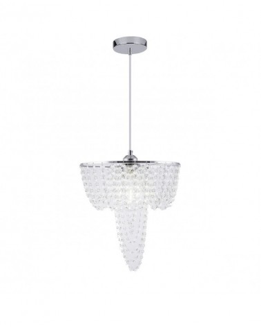 Chain ceiling lamp with pieces in acrylic imitation cut glass and metal chrome finish E27 40cm
