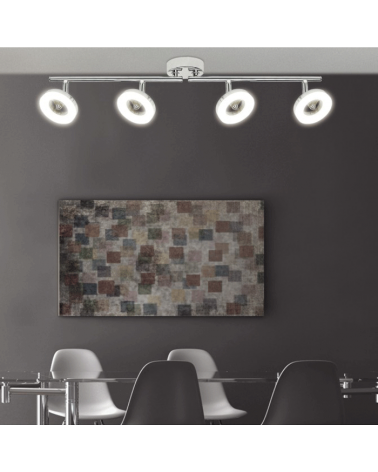 Strip. 4 LED circle lights chrome finish 5W 3000K 1600 Lm 79cm