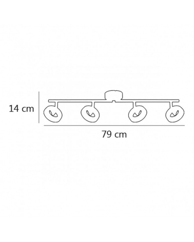 Strip. 4 LED circle lights chrome finish 5W 3000K 1600 Lm 79cm