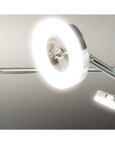 Crossed Ceiling lamp 65cm. 6 circular LED circle lights chrome finish 5w 3000K 2400Lm.