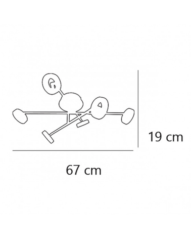 Crossed Ceiling lamp 65cm. 6 circular LED circle lights chrome finish 5w 3000K 2400Lm.