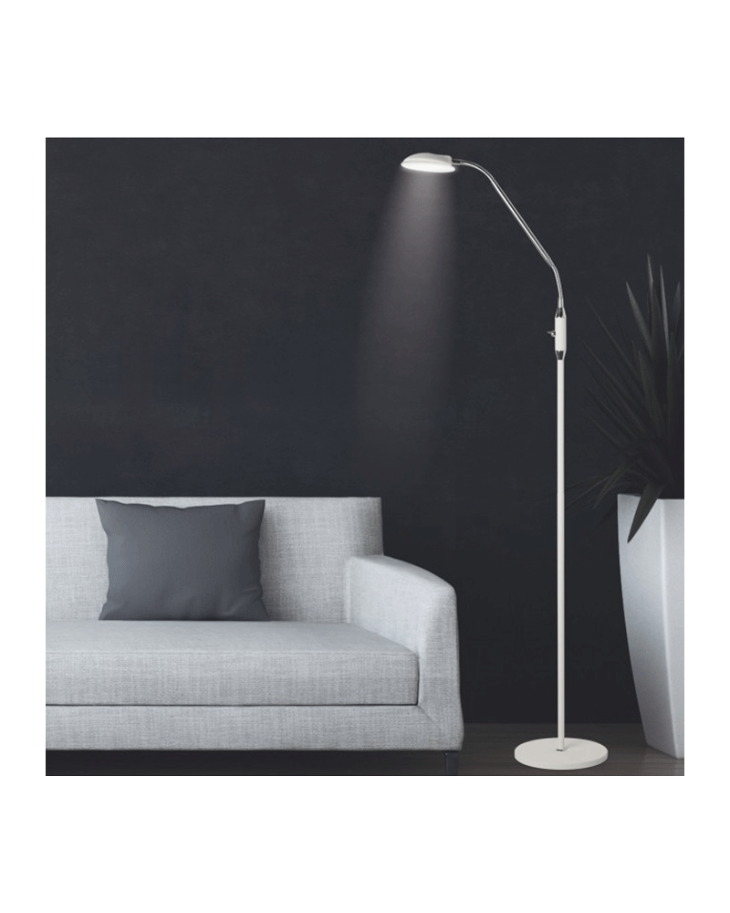 Floor lamp 165 cm. With adjustable spotlight finished in white LED 5W 4000K 500LM