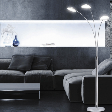 Floor lamp 175cm dimmable 3 LED spotlights 18W 1440Lm 4000K chrome finish