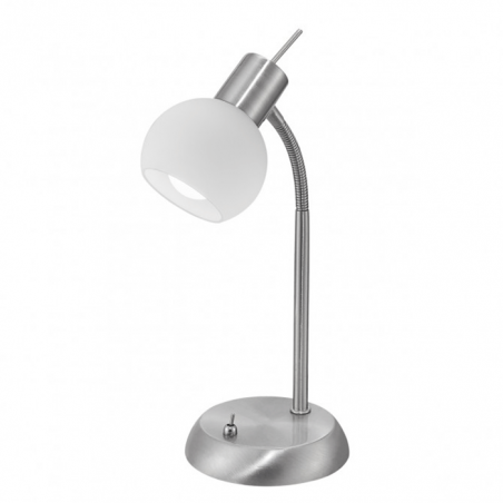 Classic style Desk lamp satin nickel finish with opal glass shade 40W E-14 oscillating and flexible arm