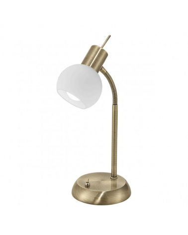 Classic style Desk lamp brass colour with opal glass shade 40W E-14 oscillating and flexible arm
