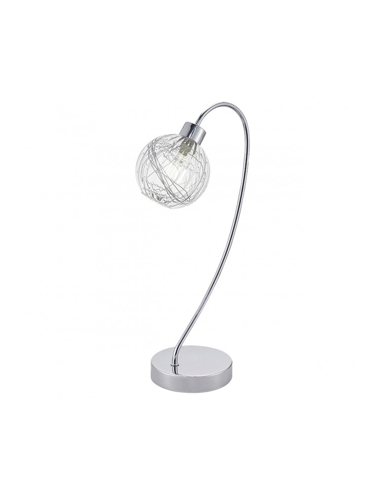 Intertwined spotlight table lamp, chrome finish with glass lampshade with interior linear decoration 1 X 40W G-9