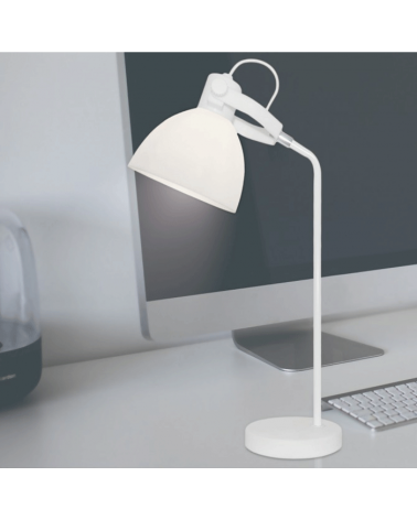 White Desk lamp 51cm adjustable vintage spotlight style with acrylic screen 1 X 40W E-14