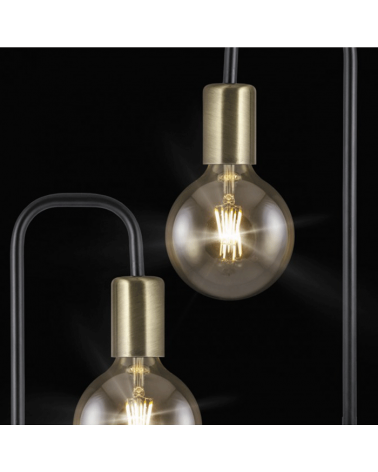 Table lamp 38cm round black metal base with leather lamp holder 1 X 60W E-27