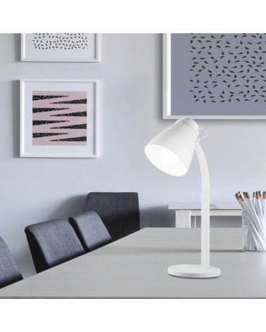 White Desk lamp 33cm acrylic round base 1 X 40W E-14