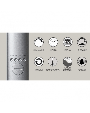 Desk lamp silver finish folding dimmable calendar date charger LED 10W 1000LM 4000K