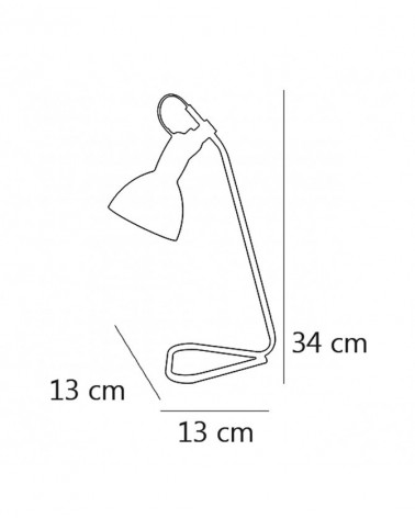 Metal desk lamp 34cm triangle base metal and acrylic oscillating lampshade white finish 1 X 40W E-14