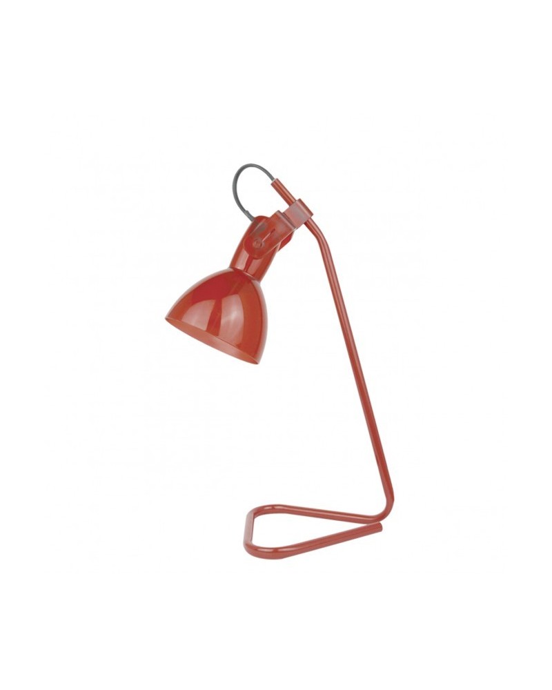 Metal desk lamp 34cm triangle base metal and acrylic oscillating lampshade red finish 1 X 40W E-14