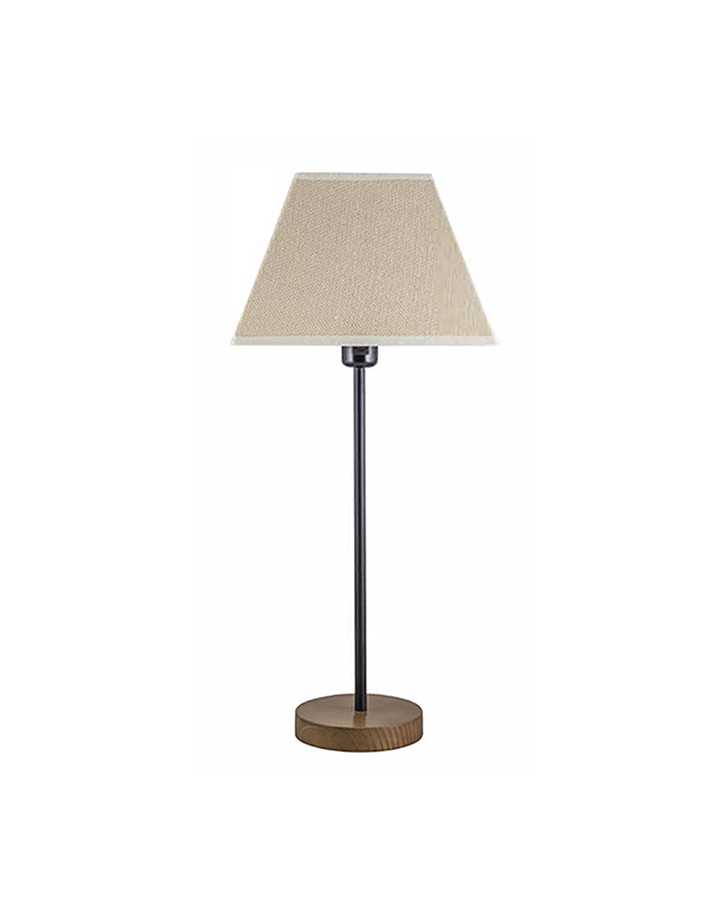 Table lamp 36.5cm wooden foot with square fiber lampshade E27