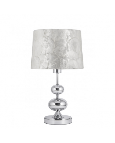 Table lamp with mother-of-pearl lampshade chrome body E27 25cm