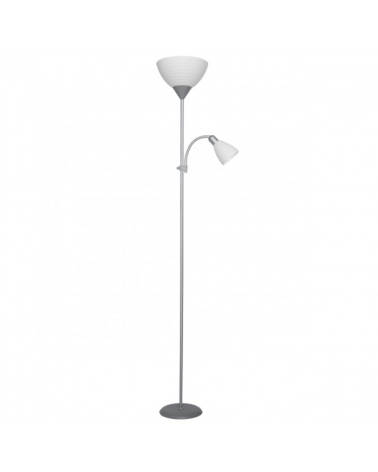 Silver Floor lamp 180cm with acrylic lampshade 1 X 60W E-27 and reading light 1 X 40W E14