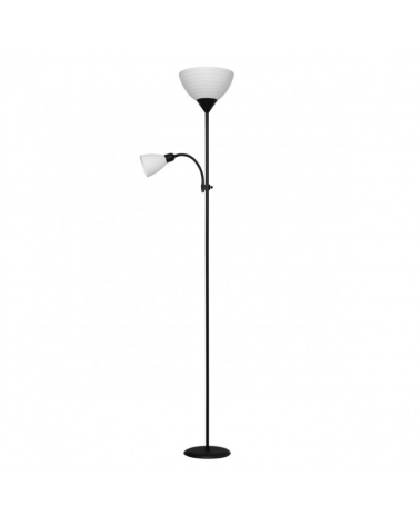 Black Floor lamp with 1 X 60W E-27 acrylic lampshade and 1 X 40W E14 reading light 180cm