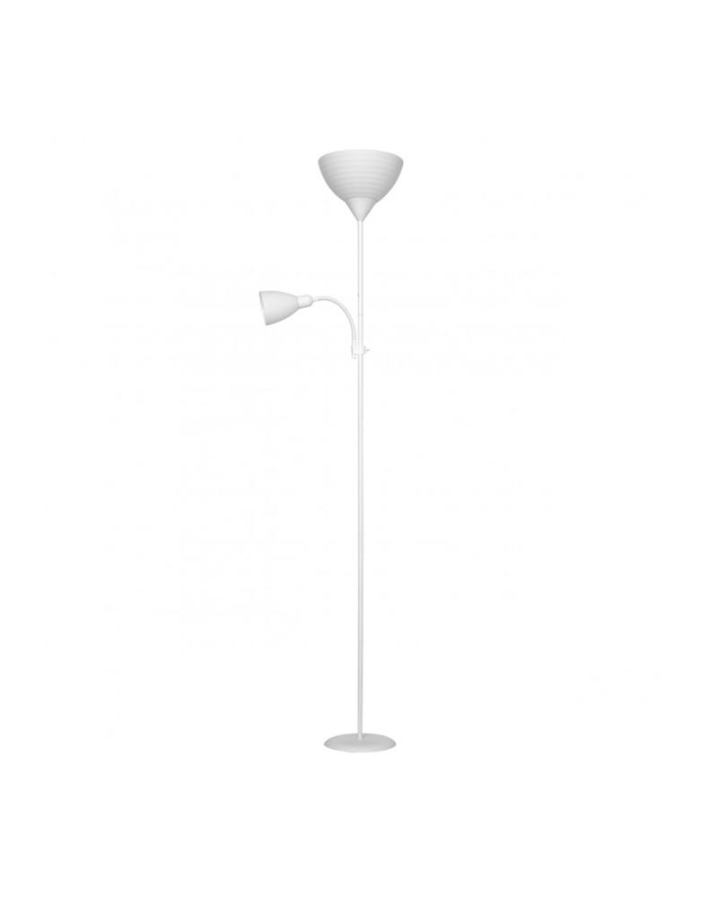 Lámpara de pie color blanco 180cm con pantalla acrílico 1 X 60W E-27  y luz de lectura 1 X 40W E14  