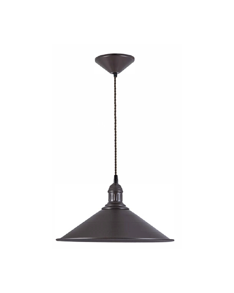 Ceiling lamp with metal lampshade, black finish, black braided cable E27