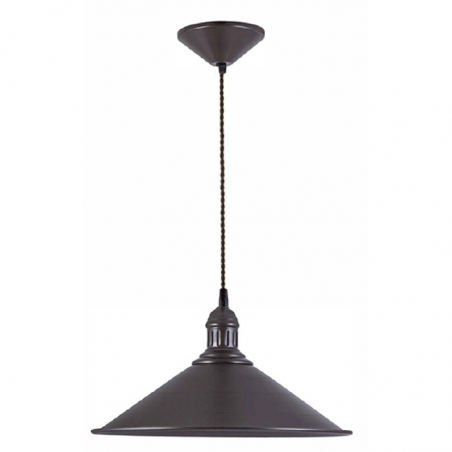 Lámpara de techo con pantalla metal acabado negro cable negro trenzado E27