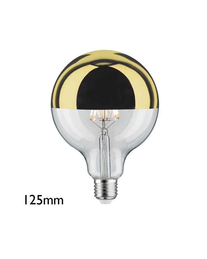 Globe bulb 125 mm. Dome Mirror Gold LED filaments Dimmable E27 6W 2700K 520Lm