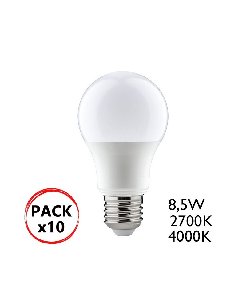 10 items pack Standard LED bulbs 8.5W E27 A+
