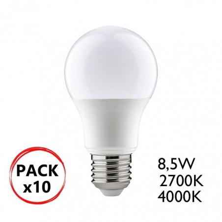 10 items pack Standard LED bulbs 8.5W E27 A+
