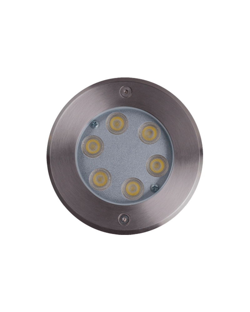 Empotrable de suelo LED 6W IP67 acero inox. de luz blanca 4000K 702 Lúmenes, peso hasta 2.000 Kgs.