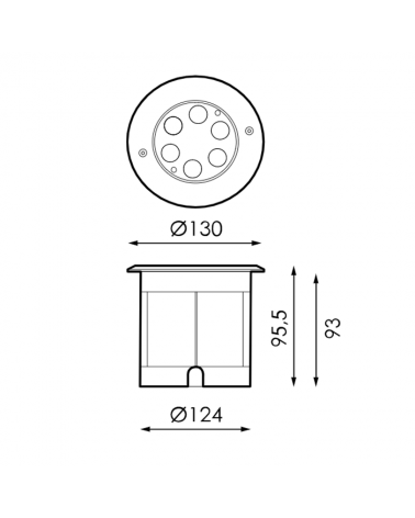 Recessed floor LED 6W IP67 stainless steel. of white light 4000K 702 Lumens, weight up to 2,000 Kgs.
