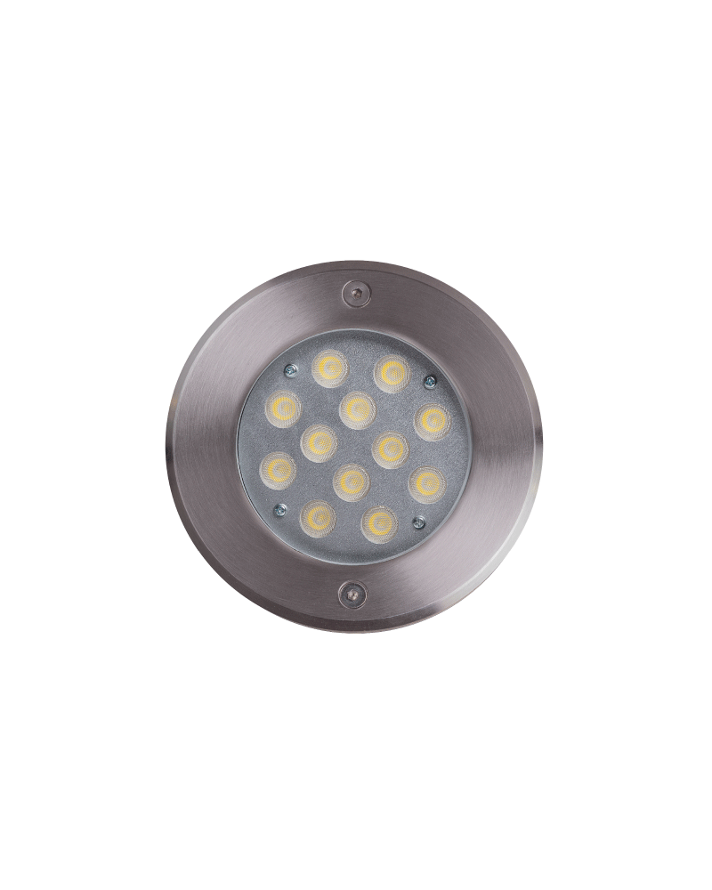 Recessed floor LED 12W IP67 stainless steel. of white light 4000K 1,496 Lumens, weight up to 2,000 Kgs.