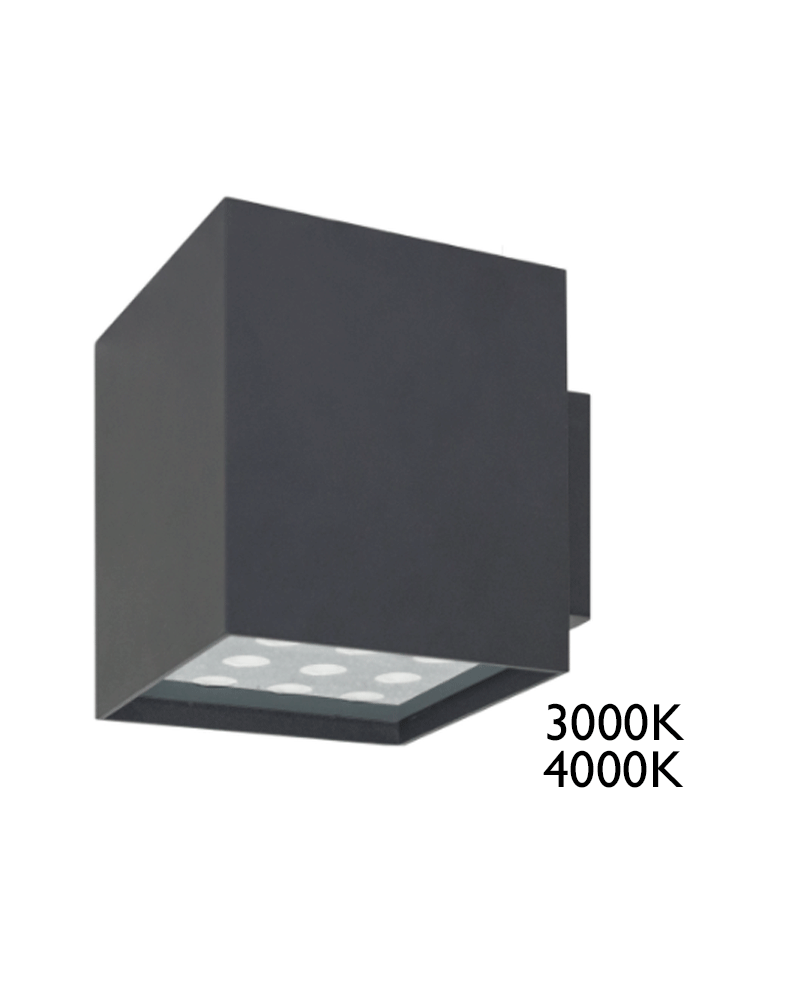 Wall light square LED 22W very bright IP65 grey finish