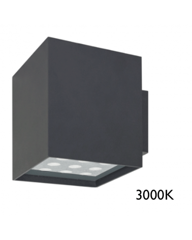 Wall light square LED 22W very bright IP65 grey finish