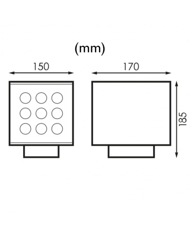 Wall light square LED 22W very bright IP65 grey finish