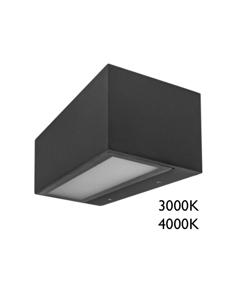 Aplique rectangular LED 15W muy luminoso IP65 acabado gris