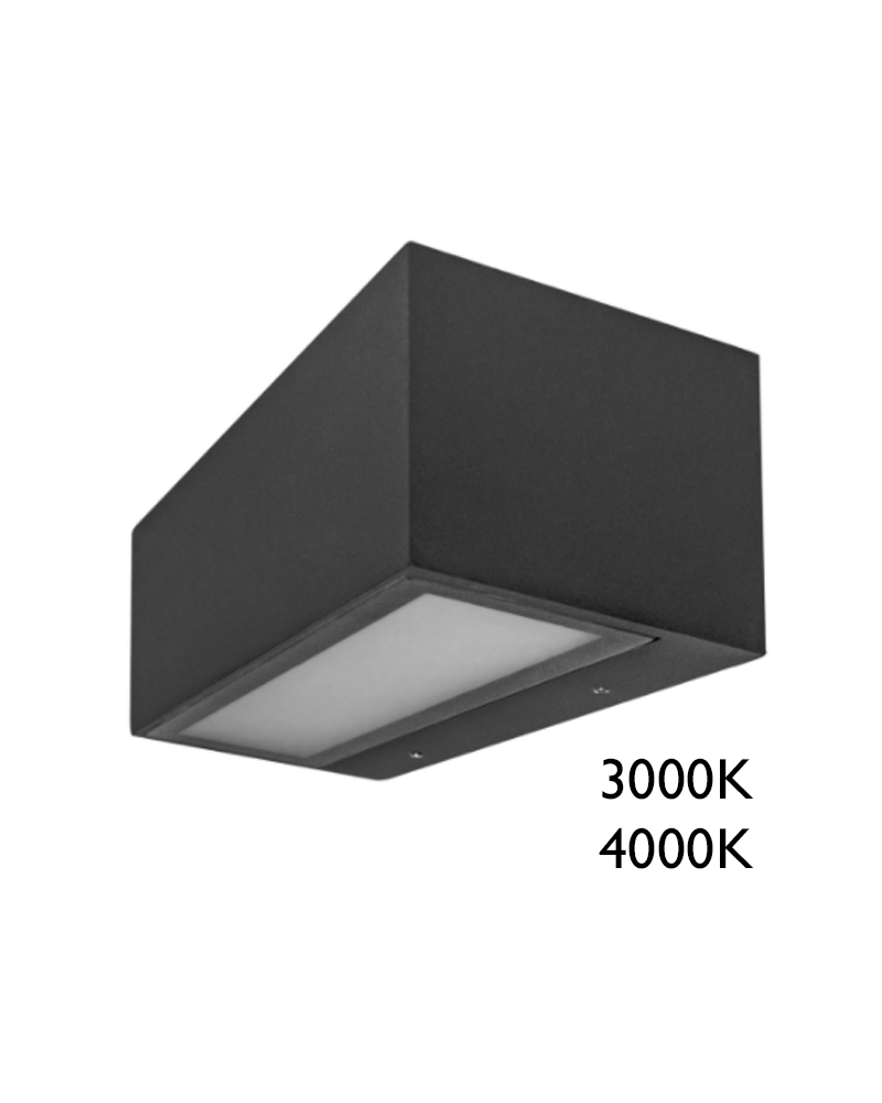 Rectangular wall light LED 15W very bright IP65 grey finish