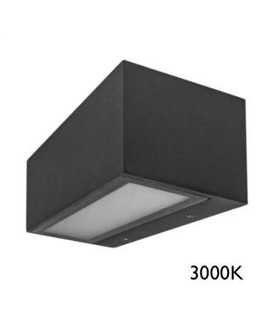 Rectangular wall light LED 15W very bright IP65 grey finish
