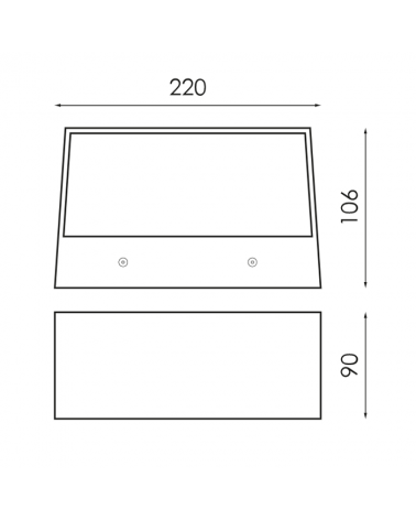 Rectangular wall light LED 15W very bright IP65 grey finish