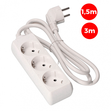 Multiple socket with 3 Schuko sockets 3x1.5mm cable