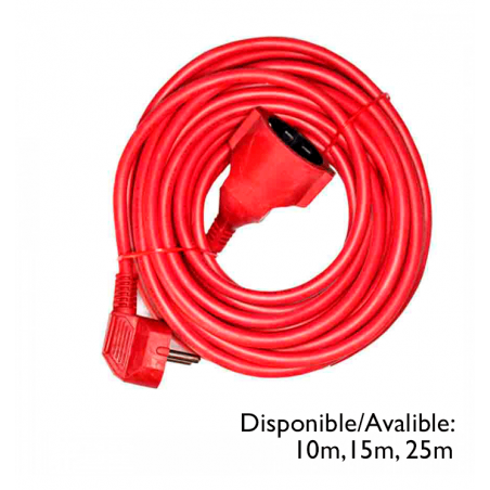 Prolongación manguera alargadera enchufe flexible roja 3x1,5mm2