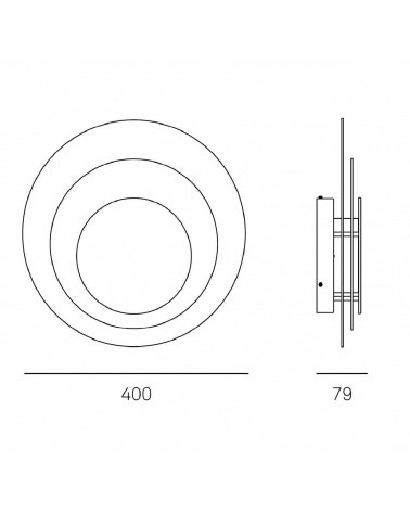 Plafón círculos concéntricos 40cm aluminio LED 23W 2700K 2300Lm