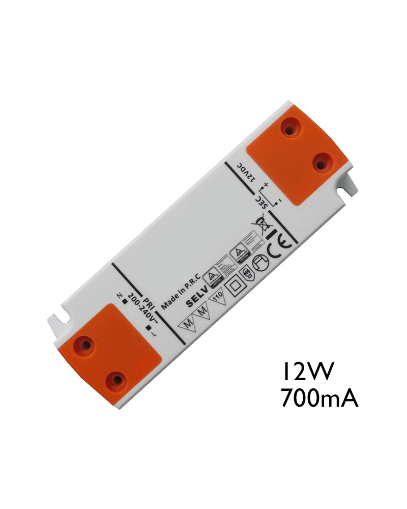Driver LED de corriente constante 12W 700 mA para conexión de LEDs en serie