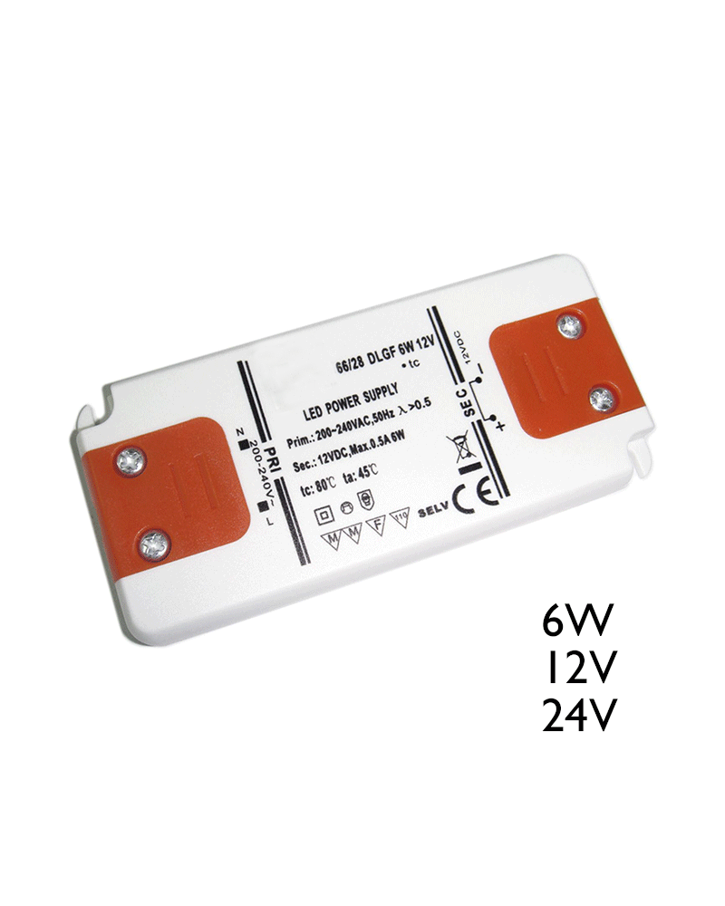 Driver LED 6W 12V ó 24V para conexión de leds en paralelo