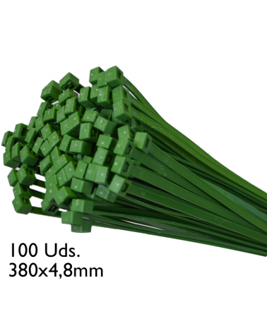 Bag of 100 green cable ties 380x4.8mm.