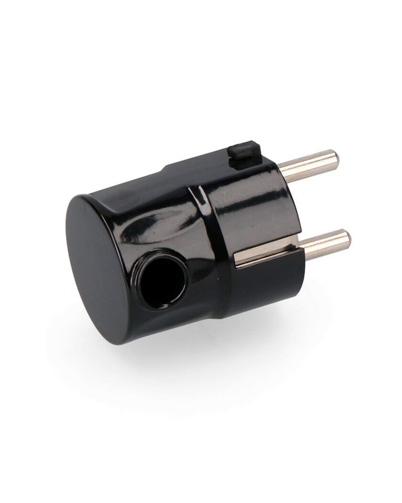 Schuko plug T/TL side cable outlet 4.8mm black