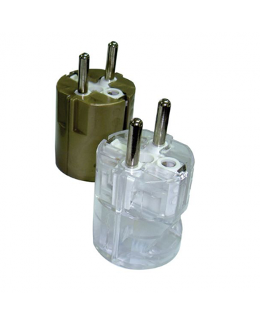 Schuko plug rated current from 10 to 16A and voltage of 250V gold or transparent