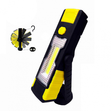 COB XL dual function LED flashlight with hook and magnet and rotating head. batteries included