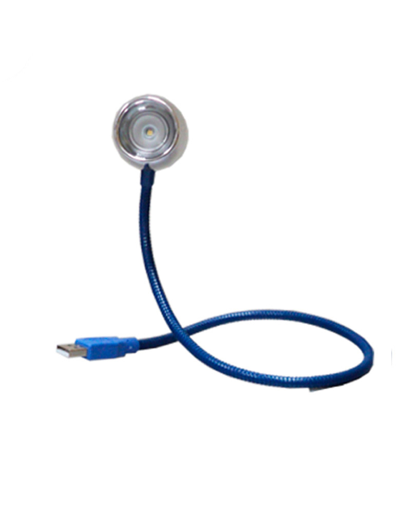 Luz para lectura usb led 0,5w acero cuello flexible color azul 220-240v